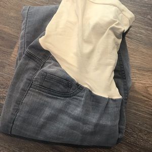Gray wash, skinny maternity jeans
